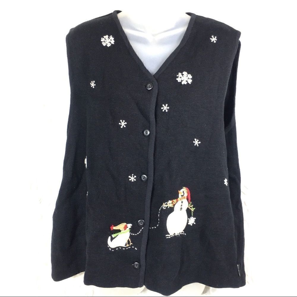 Ugly sweater winter Christmas woolrich snowman EUC